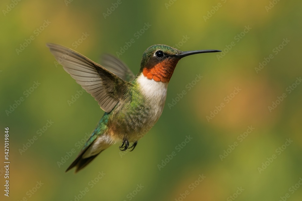 Fototapeta premium Vibrant hummingbird in flight.