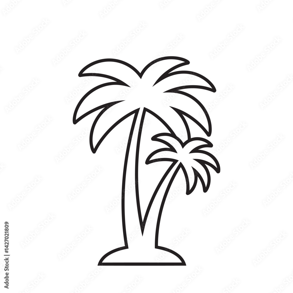 Palm tree icon flat vector design, palm tree logo. Palm tree icon flat vector design, palm tree logo.