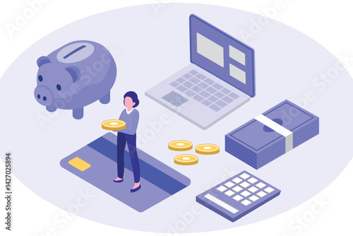 Business, financial management concept. Flat isometric vector illustration.Business, financial management concept. Flat isometric vector illustration.