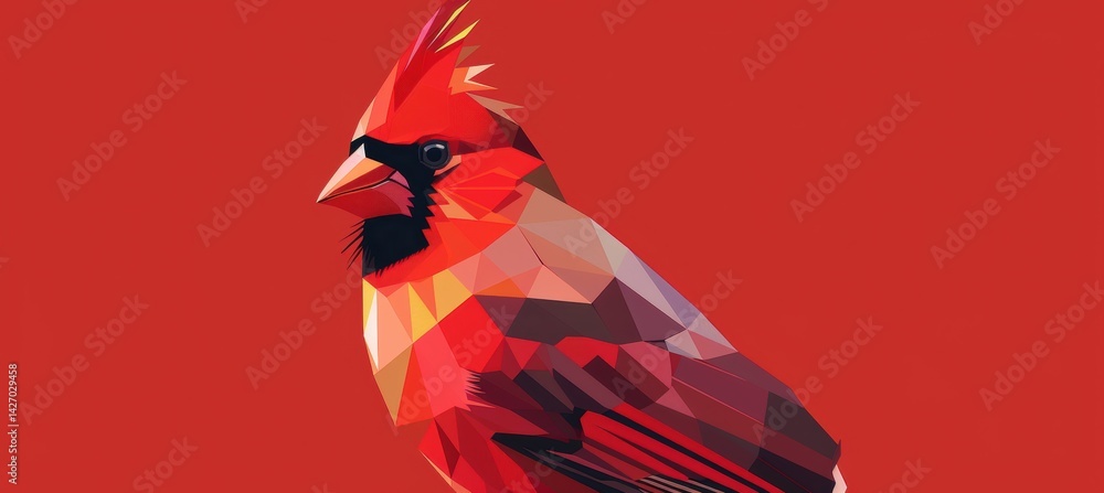 Modern Minimalist Cardinal Illustration in Geometric Style for Contemporary Design
