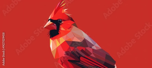 Obraz na płótnie Modern Minimalist Cardinal Illustration in Geometric Style for Contemporary Design w salonie