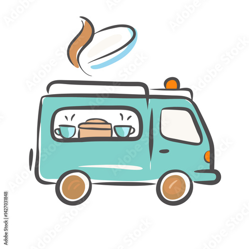 coffee truck icon, coffee truck vector illustration-simple illustration of coffee truck, perfect for coffee truck logos and icons
