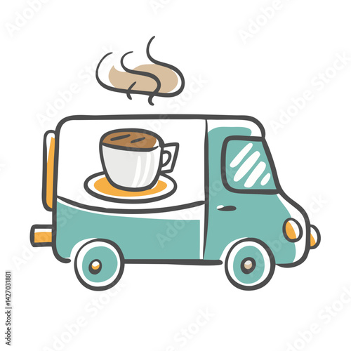 coffee truck icon, coffee truck vector illustration-simple illustration of coffee truck, perfect for coffee truck logos and icons