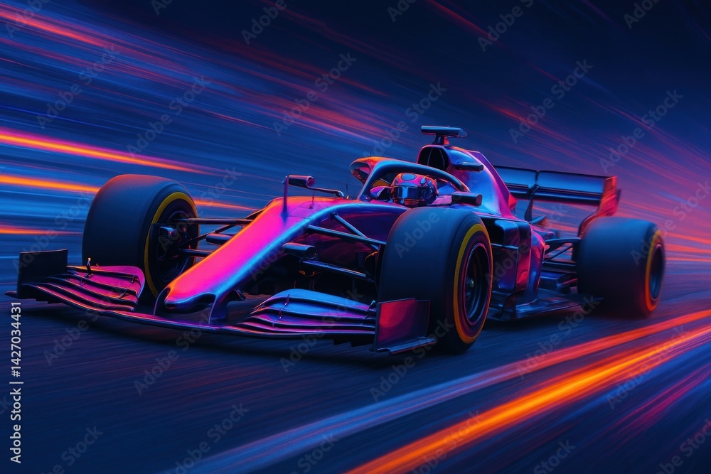 Fototapeta premium Vibrant futuristic racing car