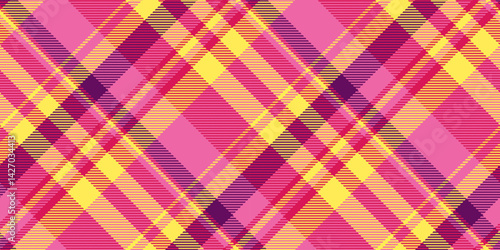 Vibrant pink and yellow diagonal plaid pattern.  Perfect for textiles, fashion, websites, or any design needing a bold, energetic, and modern geometric texture.