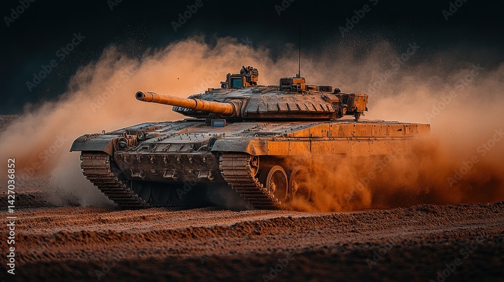 Fototapeta premium Military tank in motion