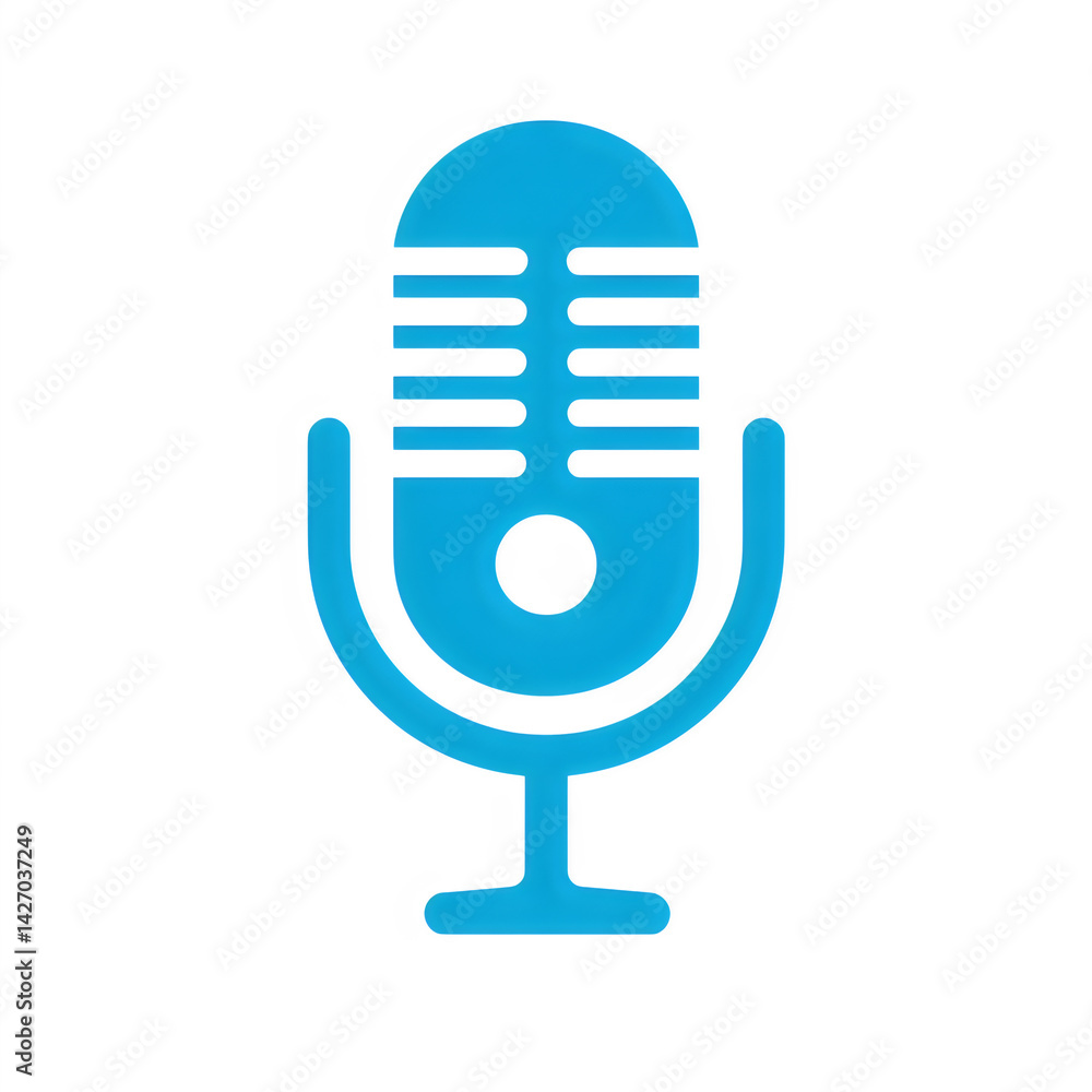 Blue podcast microphone icon on transparent background Blue podcast microphone icon on transparent background