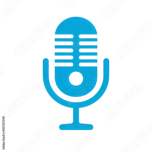 Blue podcast microphone icon on transparent background