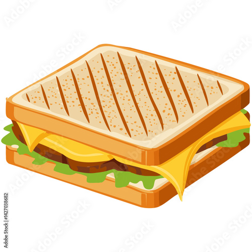 Sandwich with melted cheese, lettuce, and toasted bread
