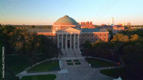 Aerial footage on the campus of  Southern Methodist University