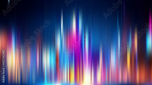 Digital abstract vertical sound wave light background.