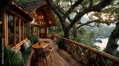 Rustic Log Cabin Nestled Among Verdant Trees – Sustainable Retreat Visual for Eco-Tourism and Nature Resort Campaigns