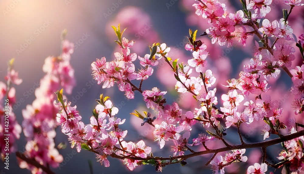 branches of ornamental pissardi plum blossoming with pink flowers spring floral background branches of ornamental pissardi plum blossoming with pink flowers spring floral background