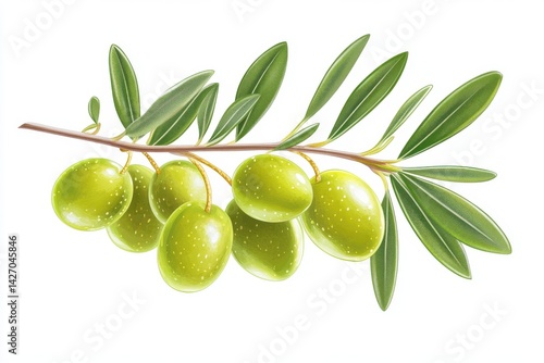 Wallpaper Mural Realistic Olive Branch with Green Olives on White Background Torontodigital.ca