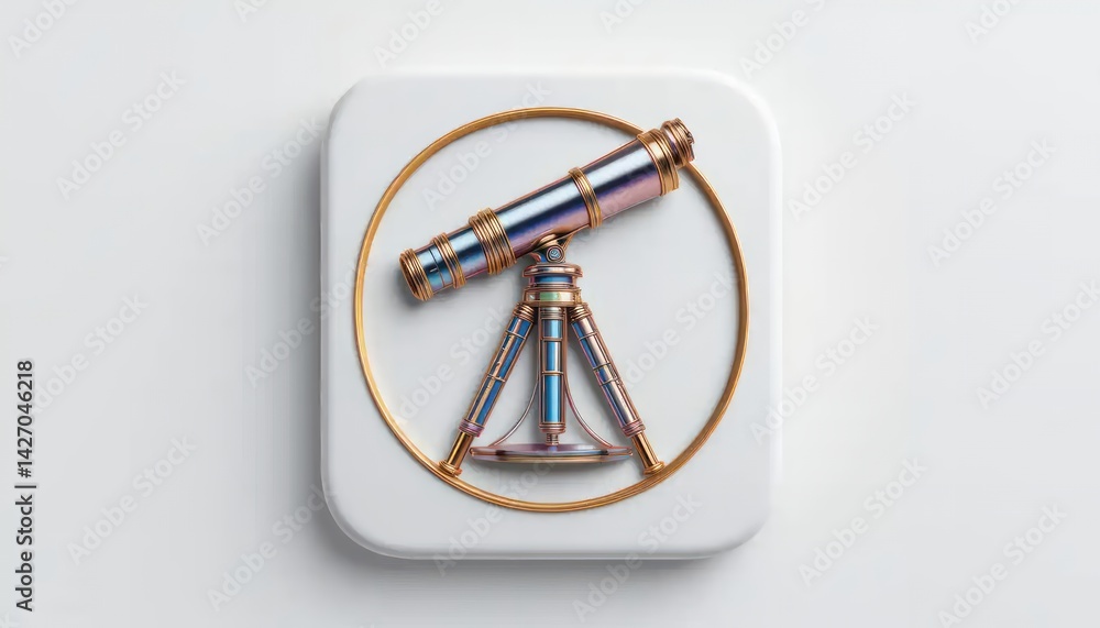 Elegant Brass Telescope: A Celestial Minimalist Still Life Elegant Brass Telescope: A Celestial Minimalist Still Life