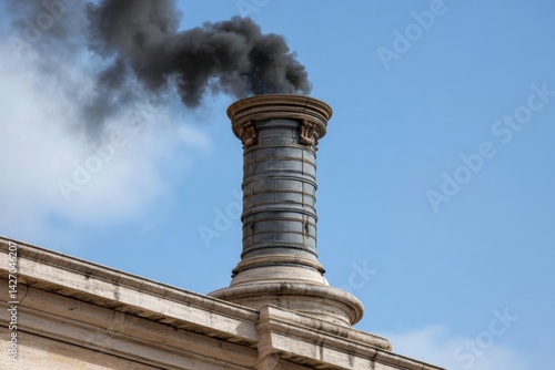 Obraz na płótnie Black smoke emanating from vatican chimney signals unsuccessful papal election w salonie