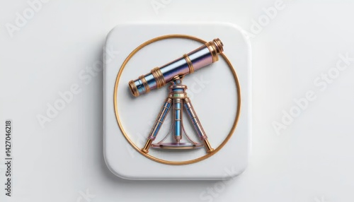 Elegant Brass Telescope: A Celestial Minimalist Still Life