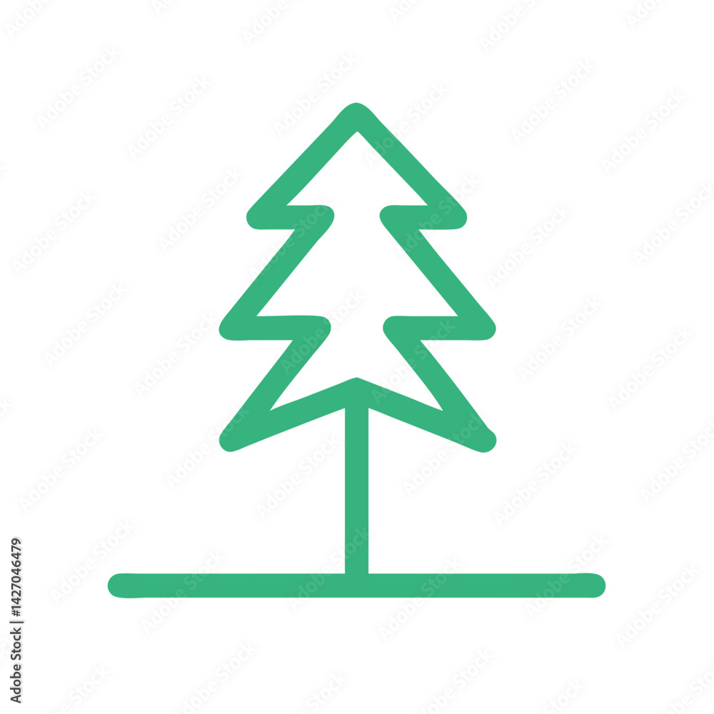 Fototapeta premium Minimalist Coniferous Tree Icon: Simple green outline icon of a coniferous tree, ideal for nature, forestry, or eco-themed graphic design projects.