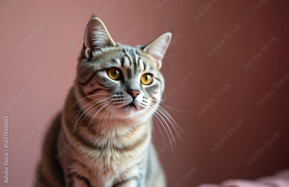 Tabby cat with intense yellow eyes, attentive look. Domestic feline pet portrait. Kitty looking up, waiting for owners love, playing. Cat lovely, cute, furry, adorable animal, family member. Tabby cat with intense yellow eyes, attentive look. Domestic feline pet portrait. Kitty looking up, waiting for owners love, playing. Cat lovely, cute, furry, adorable animal, family member.