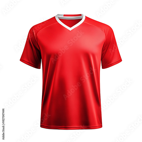 Bright Red Sports Jersey with White Trim Suitable for Athletic Activities and Teams