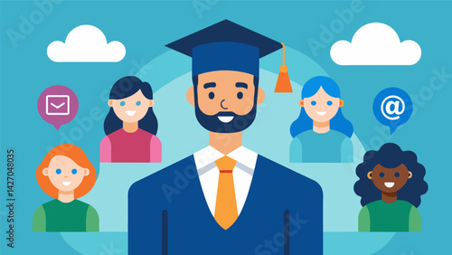 A popular influencer on LinkedIn uses their platform to educate recent graduates on responsible borrowing and avoiding excessive student loan debt.. Vector illustration