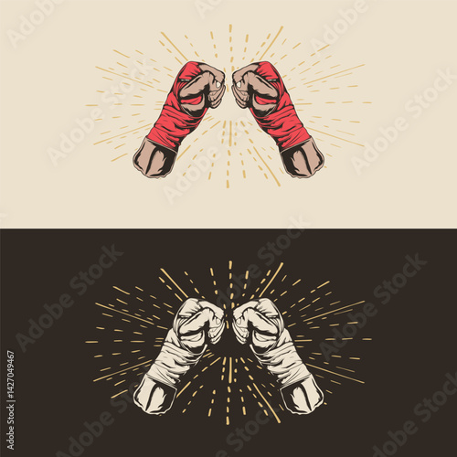 Hand Wrapped, mma Fighter Hand Wrapped , martial arts Wrapped, hand wrap , fist clip art . Hand Drawing Hand Wrapped Isolated Vector Silhouette Image 