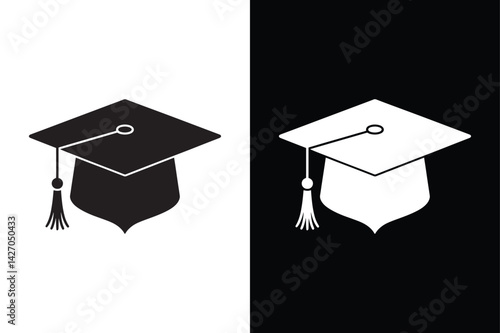 Graduation hat  icon vector on White Background ,Vector Art Illustration on white background.