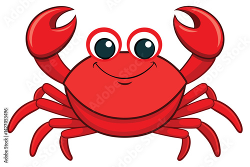  vector illustration of a red cartoon crab.