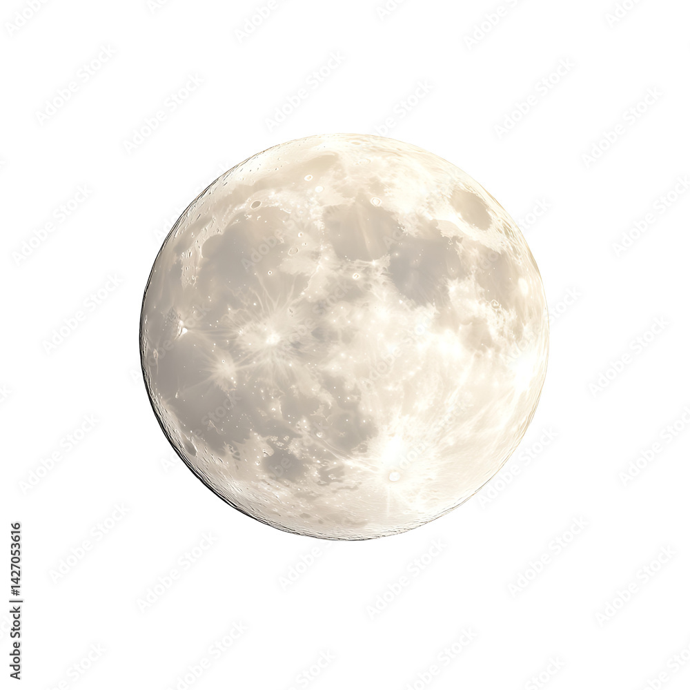 Stunning Full Moon with Detailed Craters and Textures against a Black Sky Stunning Full Moon with Detailed Craters and Textures against a Black Sky