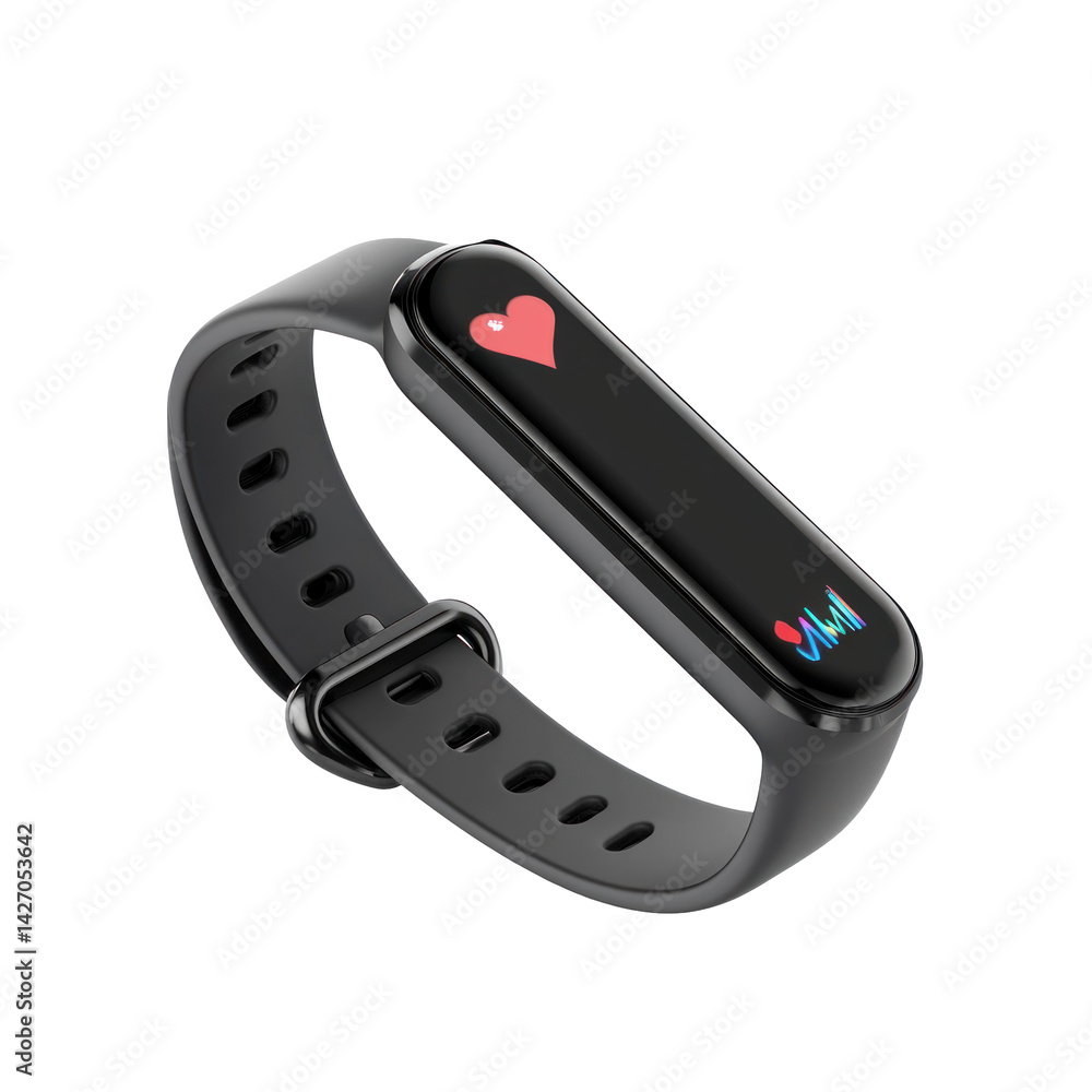 Fitness Tracker Band With Heart Rate isolated on a transparent background Fitness Tracker Band With Heart Rate isolated on a transparent background