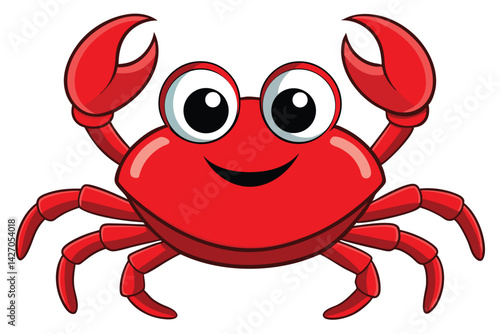  vector illustration of a red cartoon crab.