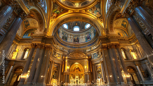 Ornate Golden Cathedral Interior