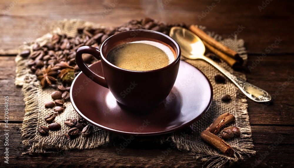 cup of coffee on rustic background cup of coffee on rustic background