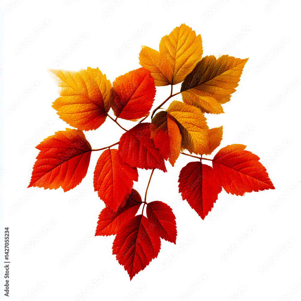 Obraz premium Autumn leaves in vibrant colors on white background