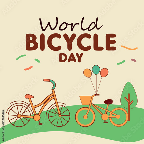 World Bicycle Day celebration vector template design.