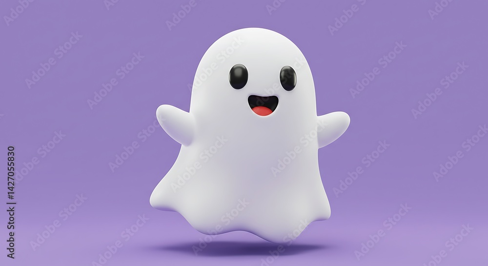 Obraz premium Adorable 3D Render of a Happy Ghost