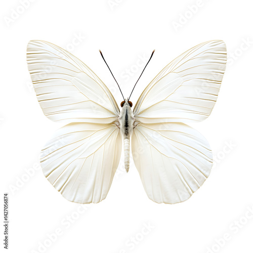 Elegant White Butterfly with Open Wings on a Clean White Background