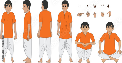 Indian village man cartoon character. moral stories for the best cartoon character vector