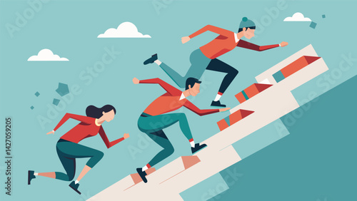 Skaters flying through the air with determination and grit as they try to break through the opposing teams wall.. Vector illustration