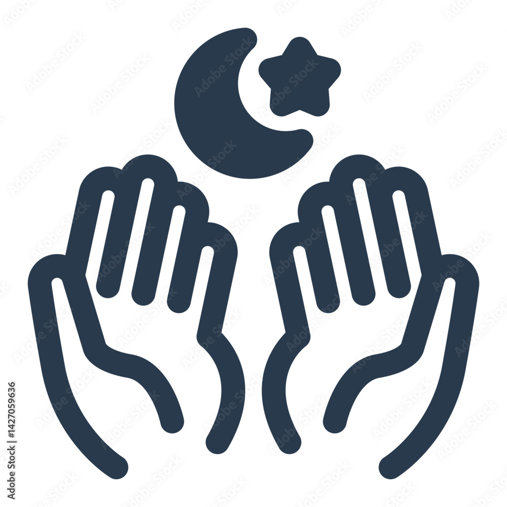 Fototapeta premium Muslim Hands Raised in Prayer Icon