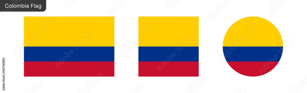 Colombia flag png vector. Colombia Square and round icon isolated on transparent PNG background. Colombia flag icon Colombia flag png vector. Colombia Square and round icon isolated on transparent PNG background. Colombia flag icon