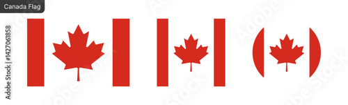 Canada flag PNG vector. Canada Square and round icon isolated on transparent PNG background. Canada flag icon