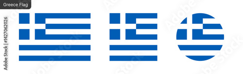 Greece flag PNG vector. Greece Square and round icon isolated on transparent PNG background. Greece flag icon