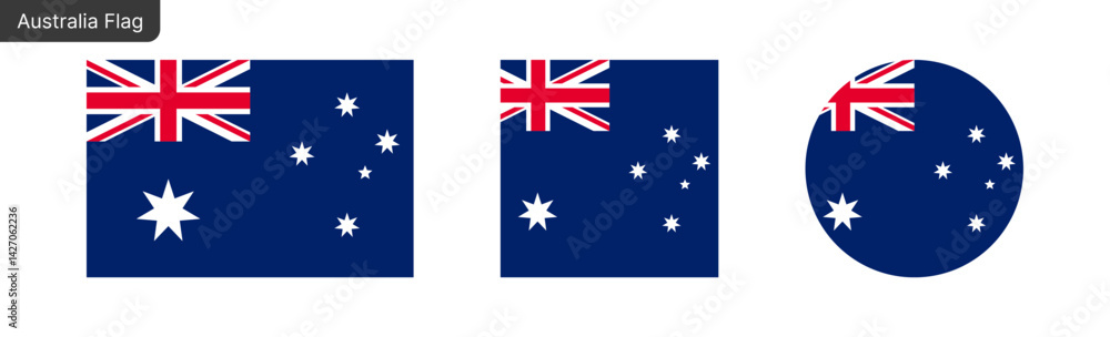 Fototapeta premium Australia flag PNG vector. Australia Square and round icon isolated on transparent PNG background. Australia flag icon