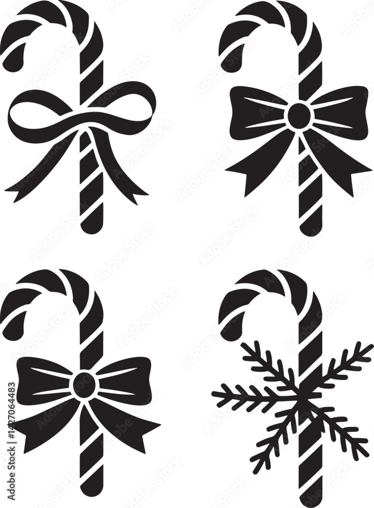 Obraz premium Christmas Candy set silhouette vector illustration isolated On Transparent Background