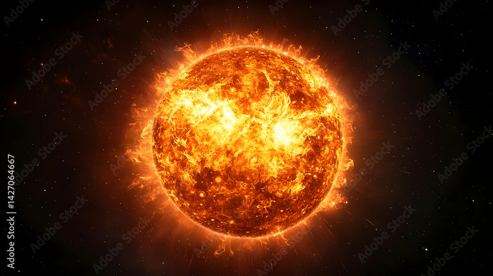 Fototapeta premium Fiery Solar Explosion In Space