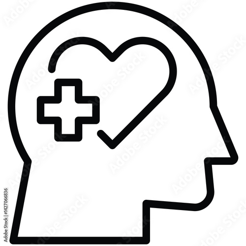 Mental and Emotional Health icon line vector illustration