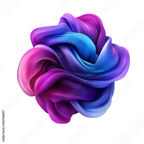 Colorful Abstract Swirl Form with Flowing Fabric-Like Waves and Smooth Curves