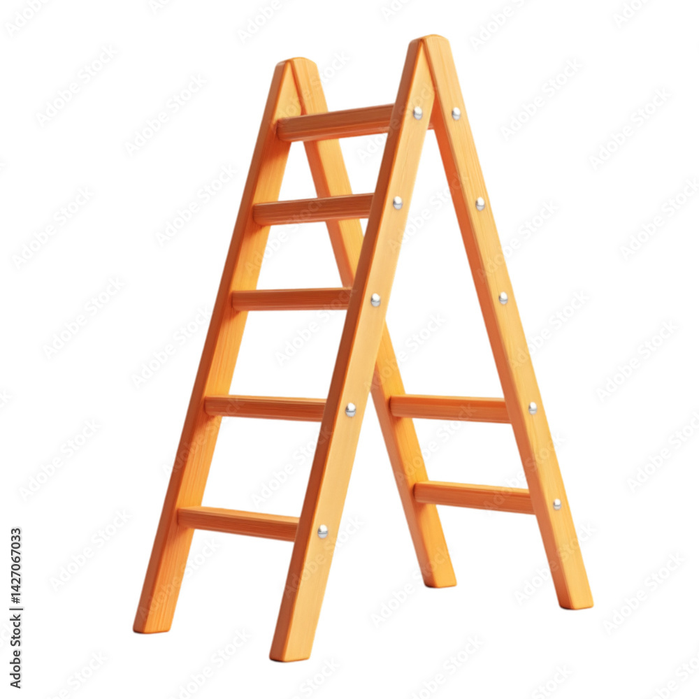 Wooden Step Ladder Reaching Upwards Home Improvement Tool Wooden Step Ladder Reaching Upwards Home Improvement Tool