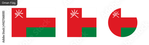 Oman flag PNG vector. Oman Square and round icon isolated on transparent PNG background. Oman flag icon-1